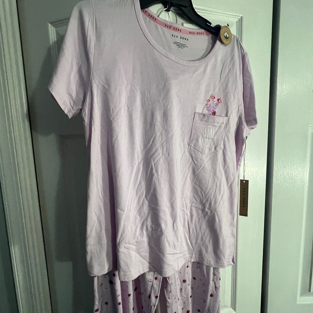Rae Dunn Pink Pajama Set with Floral Pattern - Picture 5 of 13